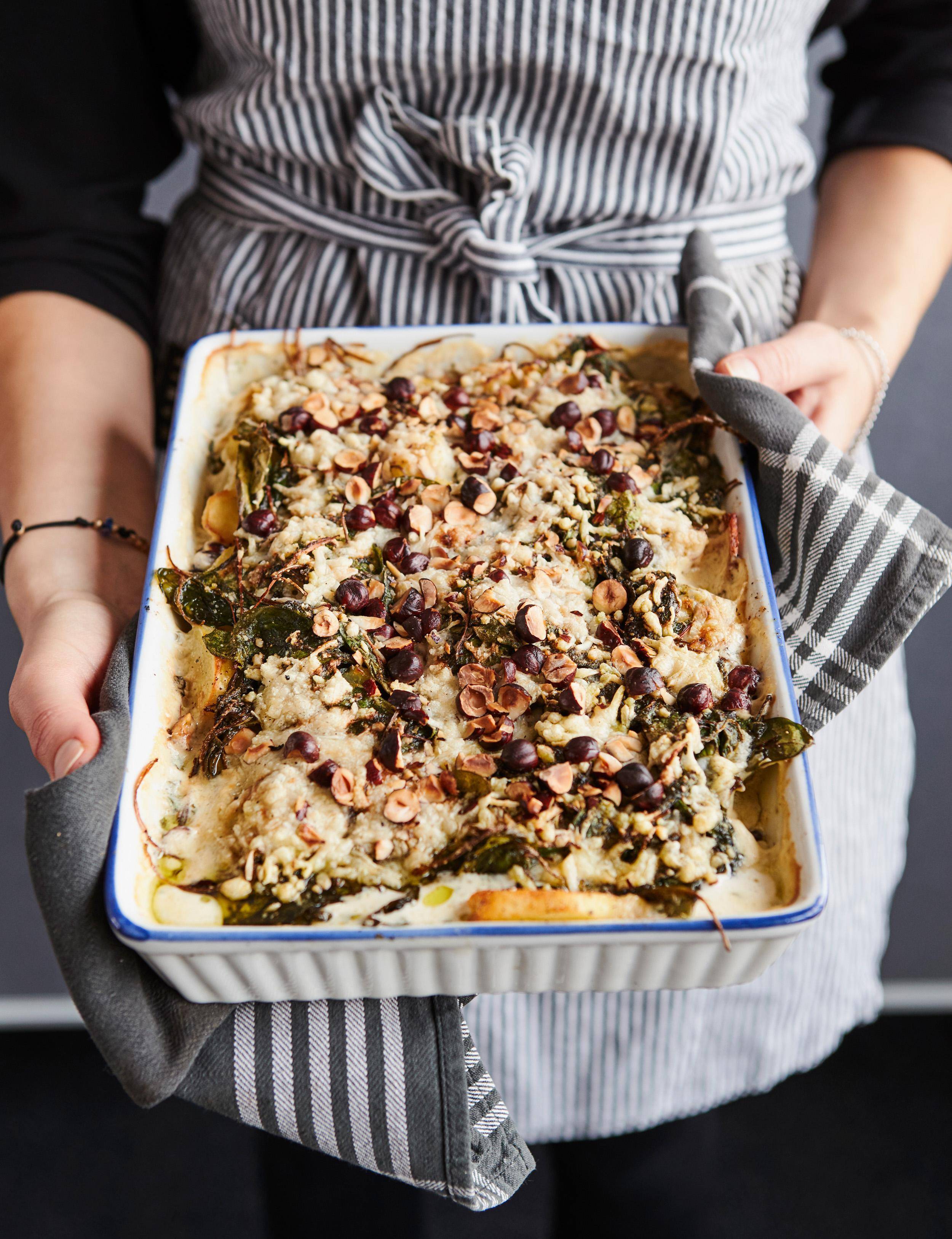 Kartoffel-Mangold-Auflauf mit Ziegenkäse Rezept | Happy Plates